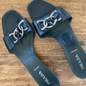 PRADA BLACK SLIDES